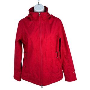 Free Country Womens Red Hooded Softshell Jacket Small Adjustable Waist Detail